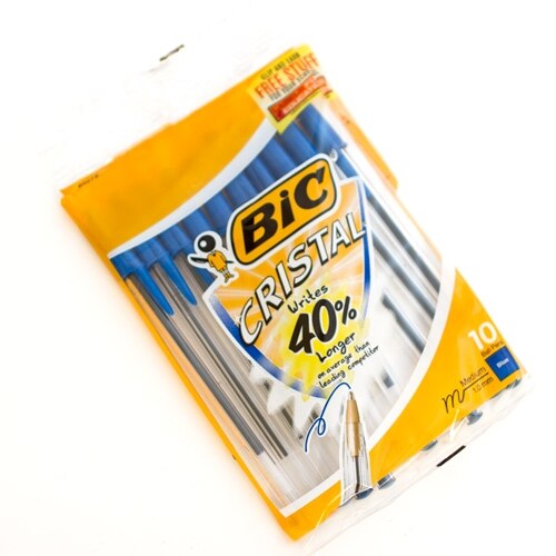 Bic, Blue, Pens, Art & School, Cristal Stick, Medium, 10 pack, 4967